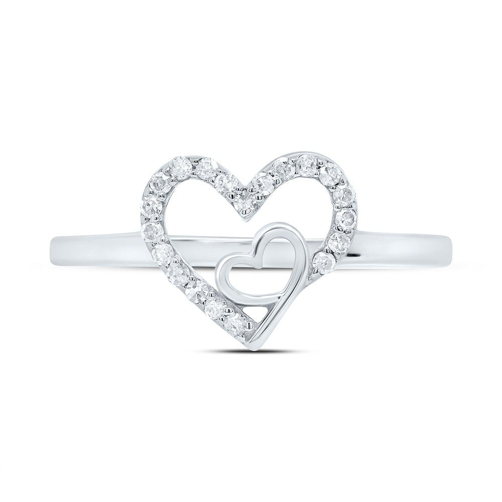 10K White Gold Diamond Heart Ring 1/8 Cttw - Splendid Jewellery