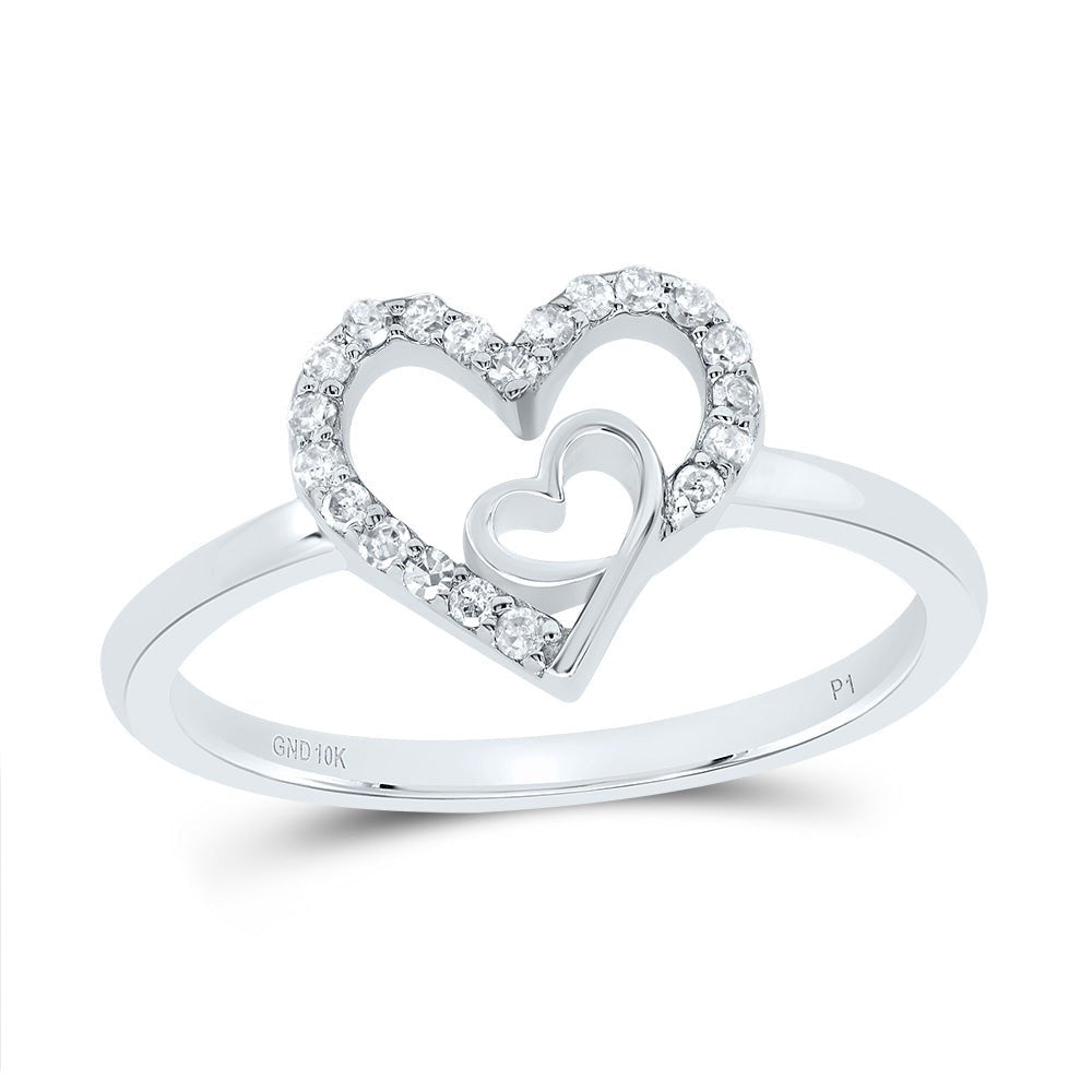 10K White Gold Diamond Heart Ring 1/8 Cttw - Splendid Jewellery
