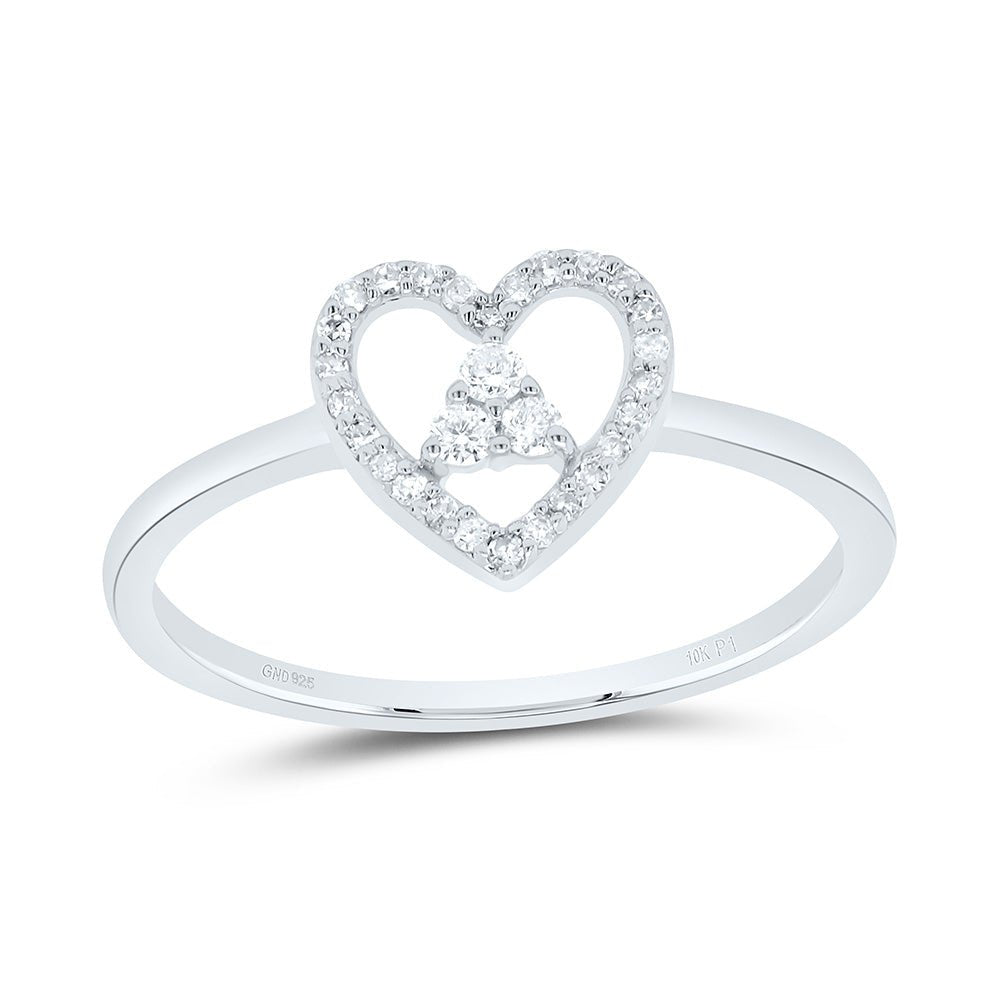 10K White Gold Diamond Heart Ring 1/8 Cttw - Splendid Jewellery