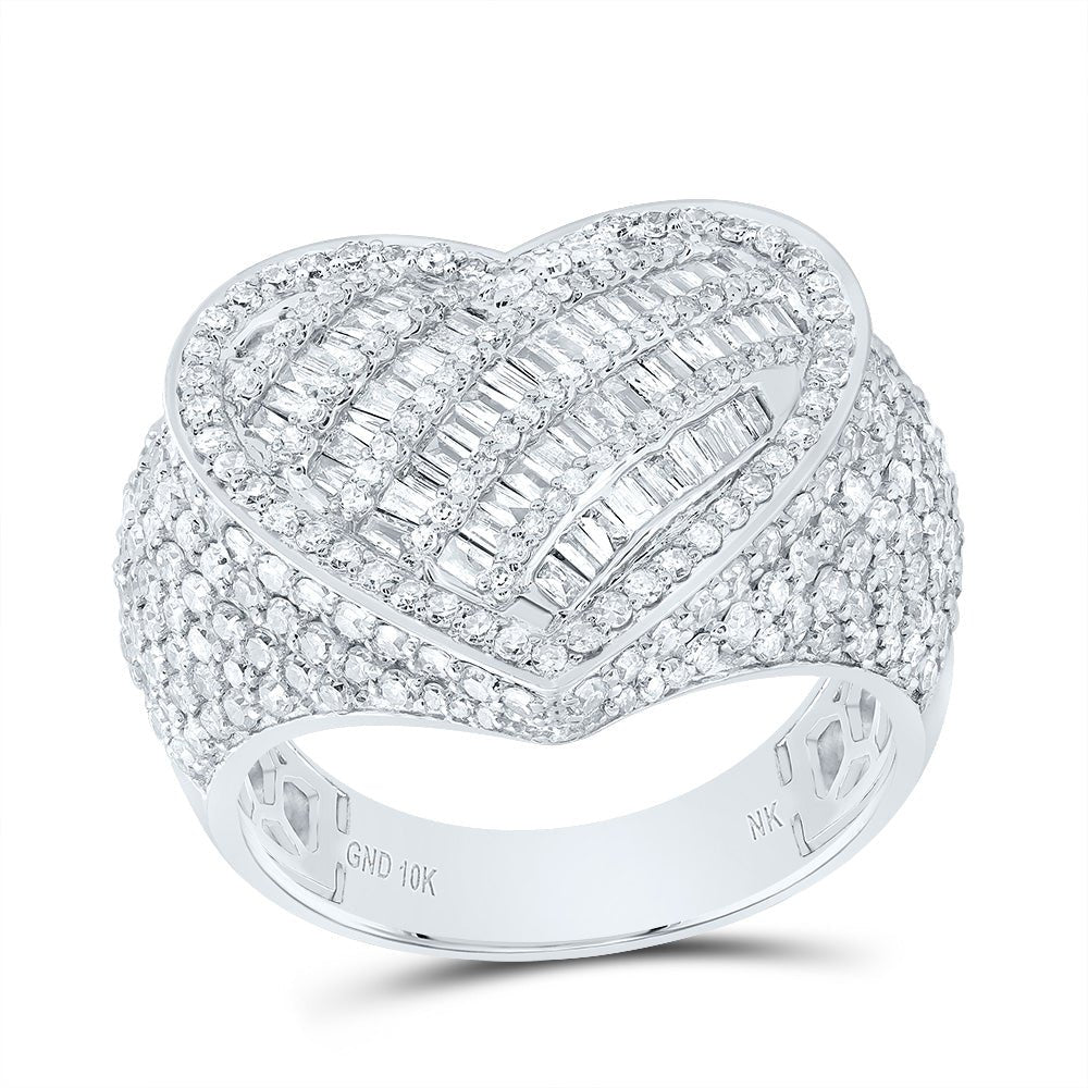 10K White Gold Diamond Heart Ring 2 Cttw - Splendid Jewellery