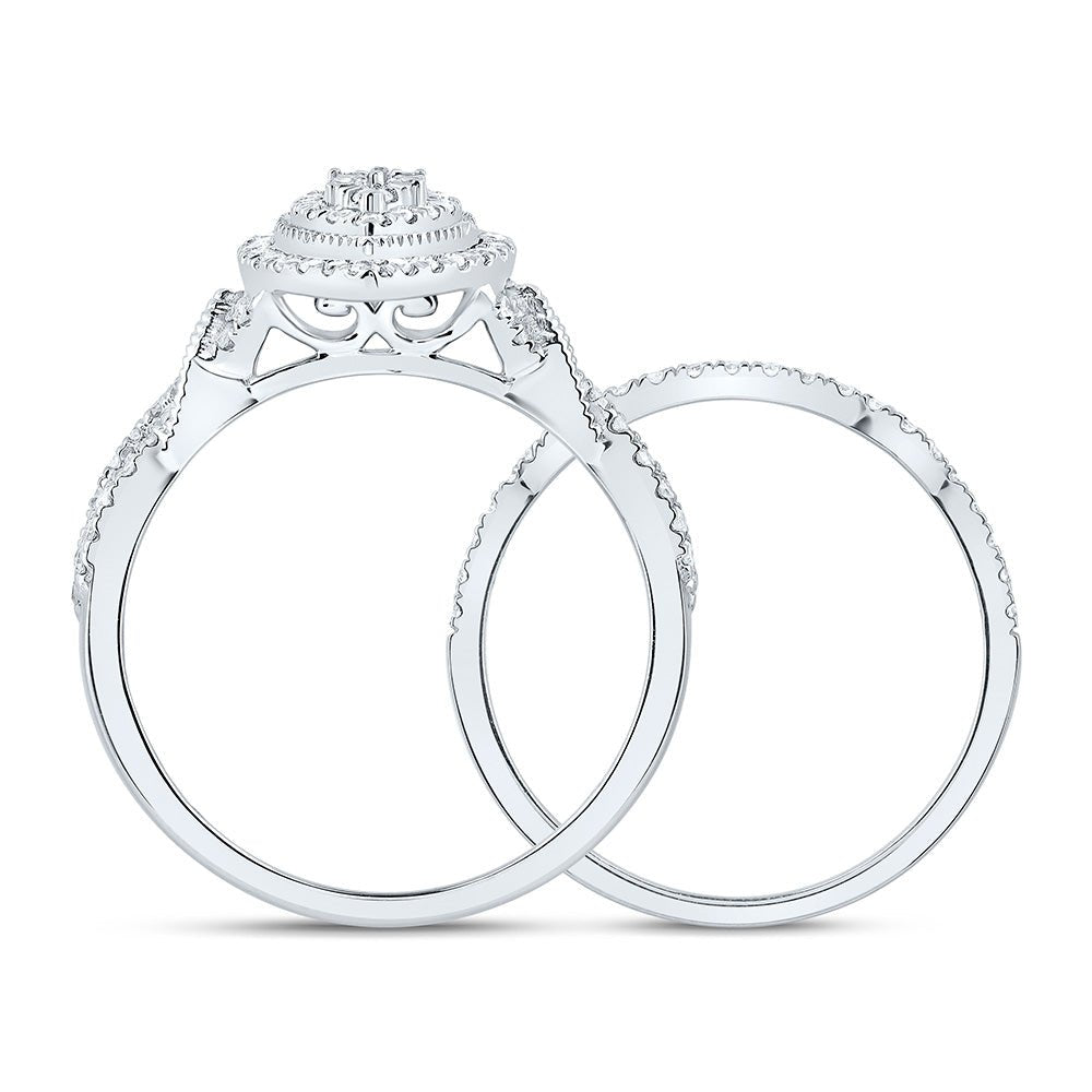 10K White Gold Diamond Marquise Double Halo Bridal Set 1/2 Cttw - Splendid Jewellery