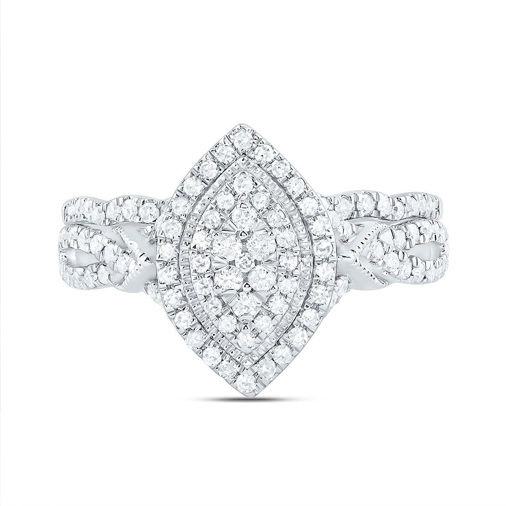 10K White Gold Diamond Marquise Double Halo Bridal Set 1/2 Cttw - Splendid Jewellery