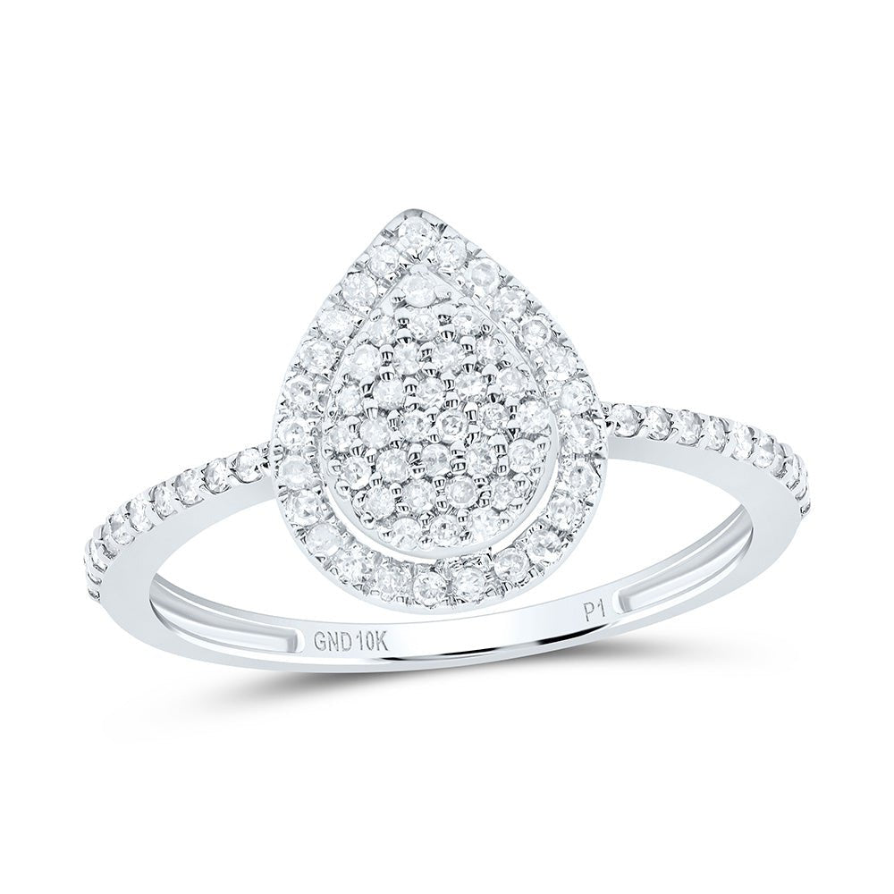 10K White Gold Diamond Pear Ring 1/3 Cttw - Splendid Jewellery