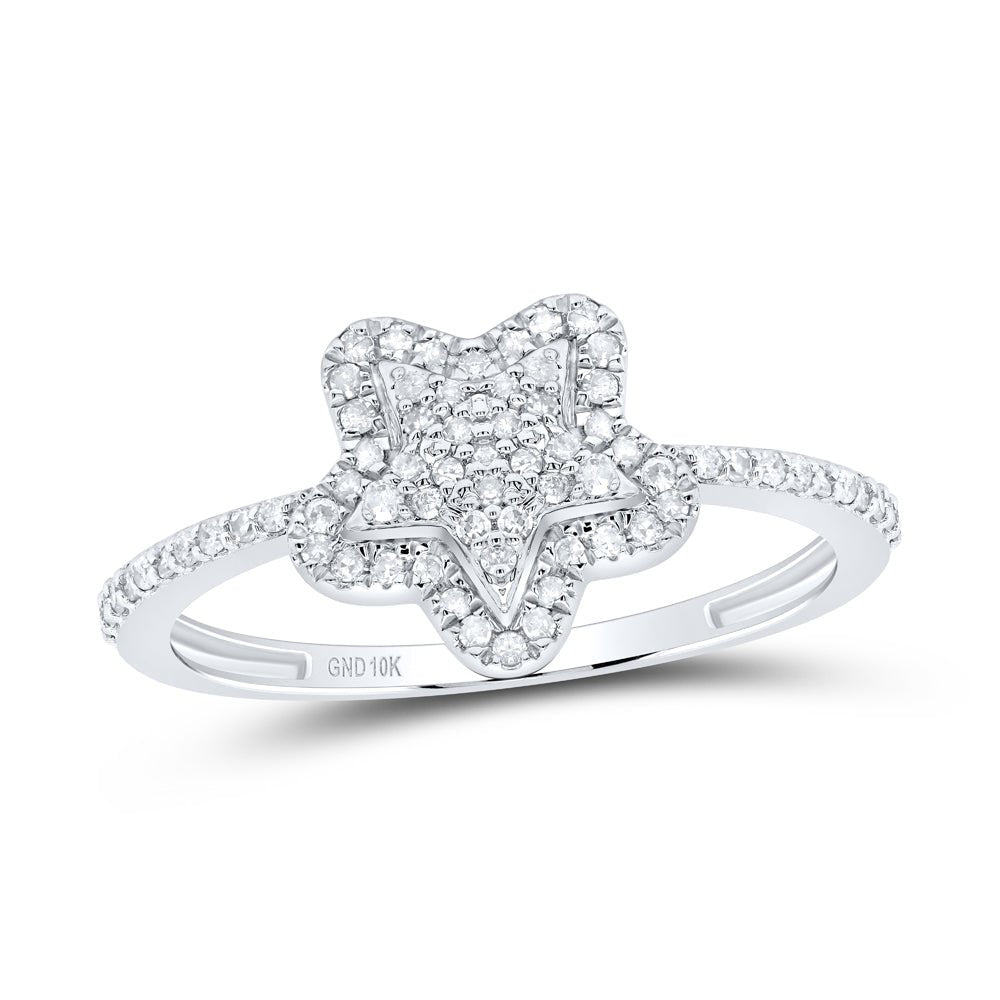 10K White Gold Diamond Star Ring 1/4 Cttw - Splendid Jewellery