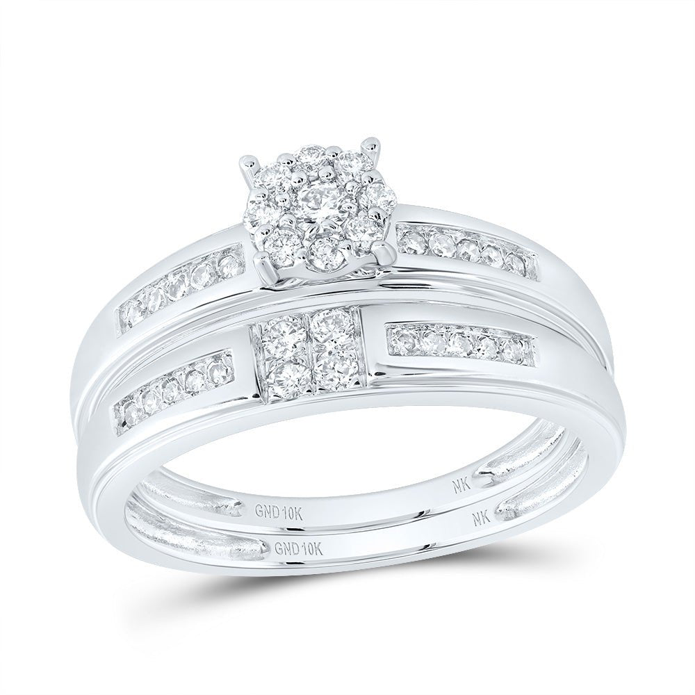 10K White Gold Diamond Trio Ring Set 1/2 Cttw - Splendid Jewellery