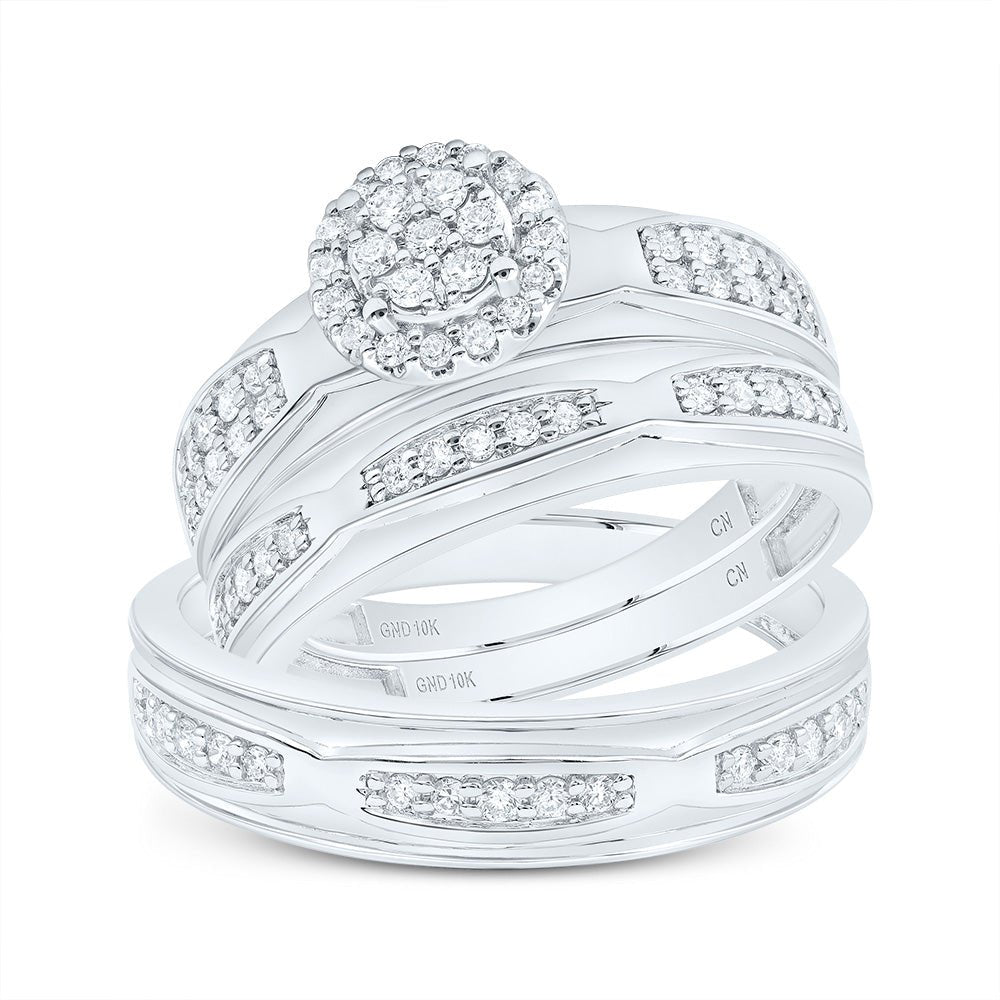 10K White Gold Diamond Trio Ring Set 1/2 Cttw - Splendid Jewellery