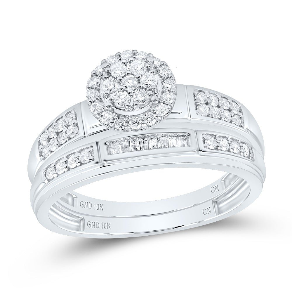 10K White Gold Diamond Trio Ring Set 1/2 Cttw - Splendid Jewellery