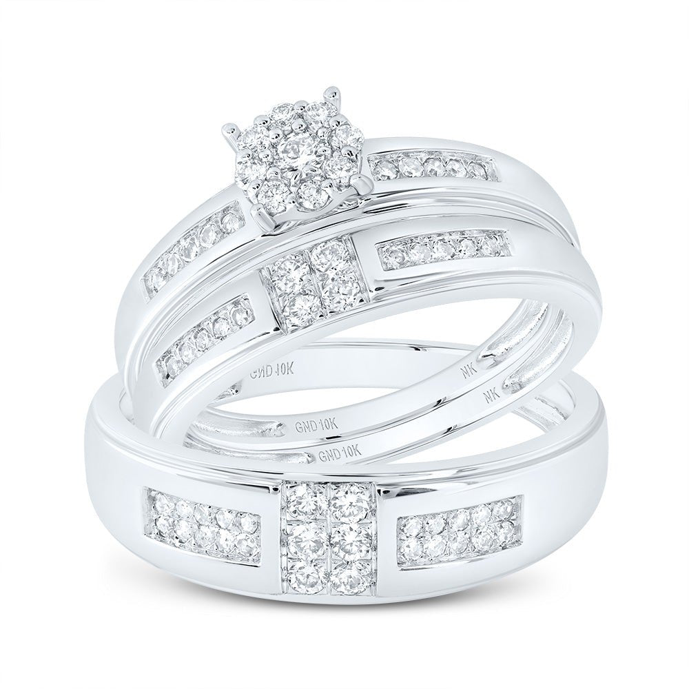 10K White Gold Diamond Trio Ring Set 1/2 Cttw - Splendid Jewellery