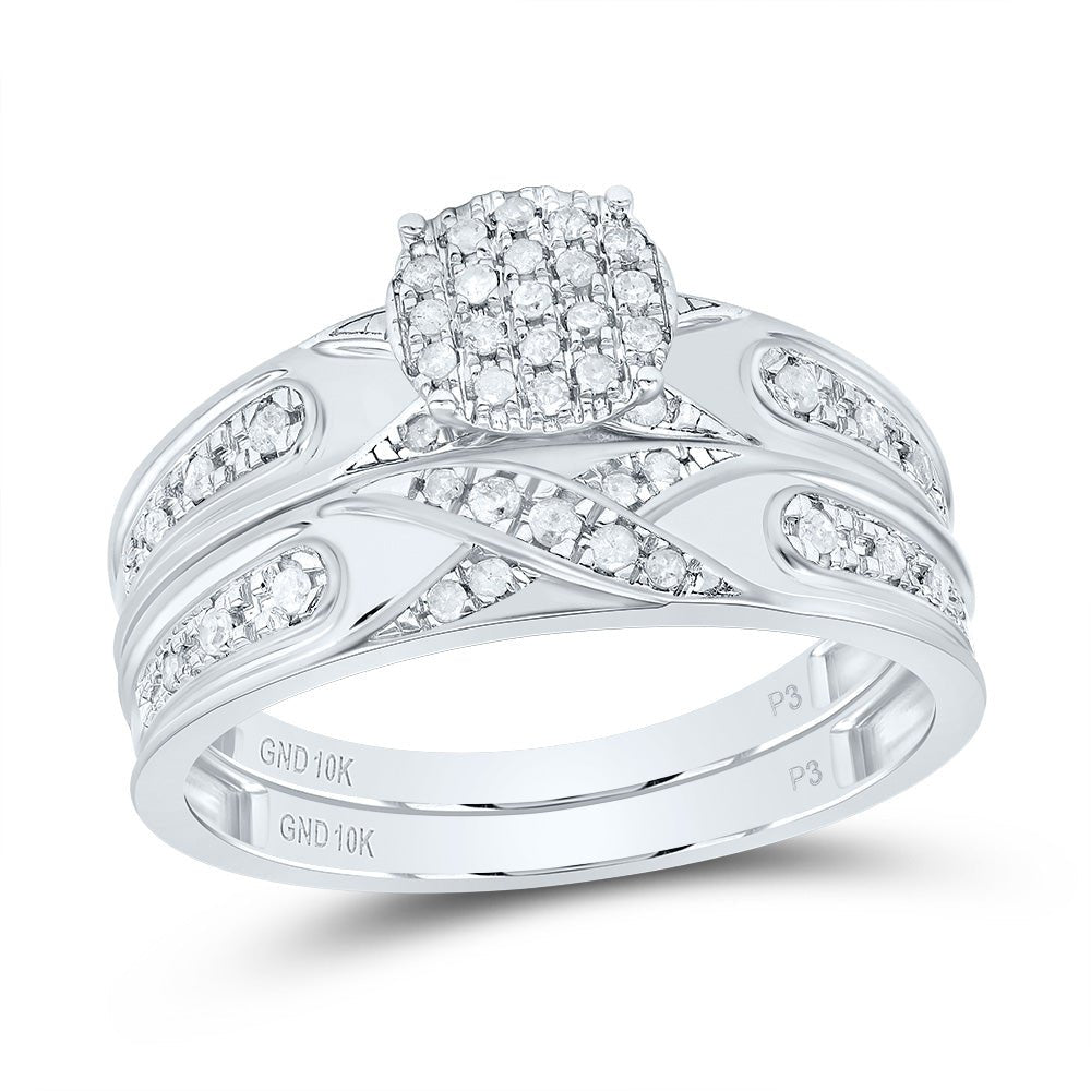 10K White Gold Diamond Trio Ring Set 1/3 Cttw - Splendid Jewellery
