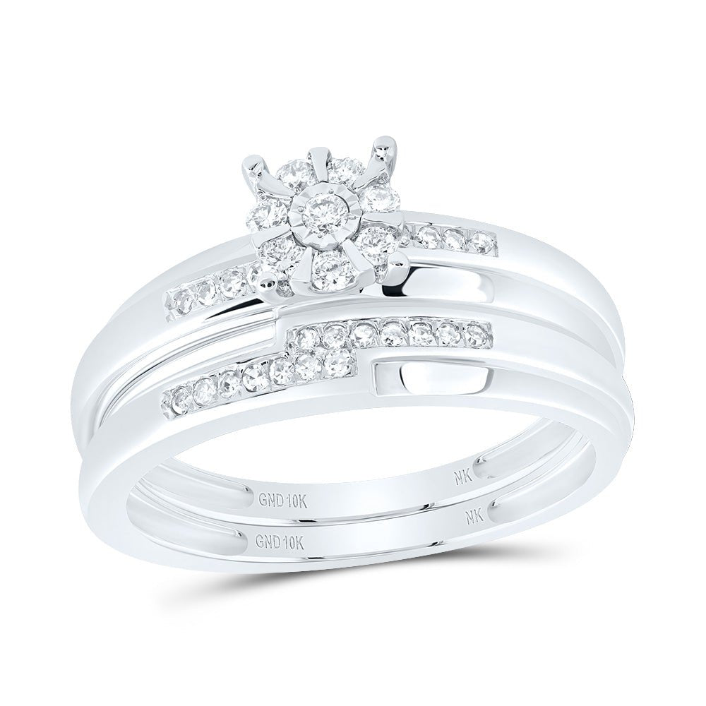 10K White Gold Diamond Trio Ring Set 1/3 Cttw - Splendid Jewellery