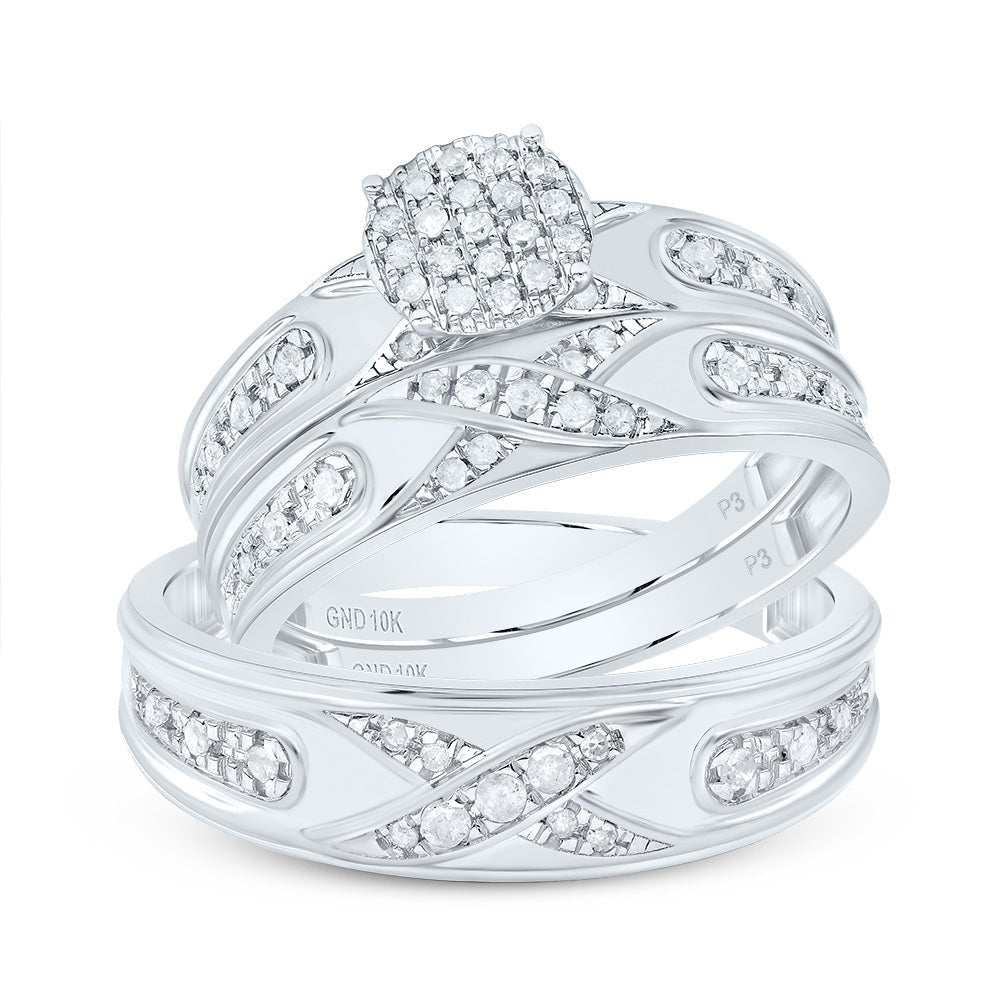 10K White Gold Diamond Trio Ring Set 1/3 Cttw - Splendid Jewellery