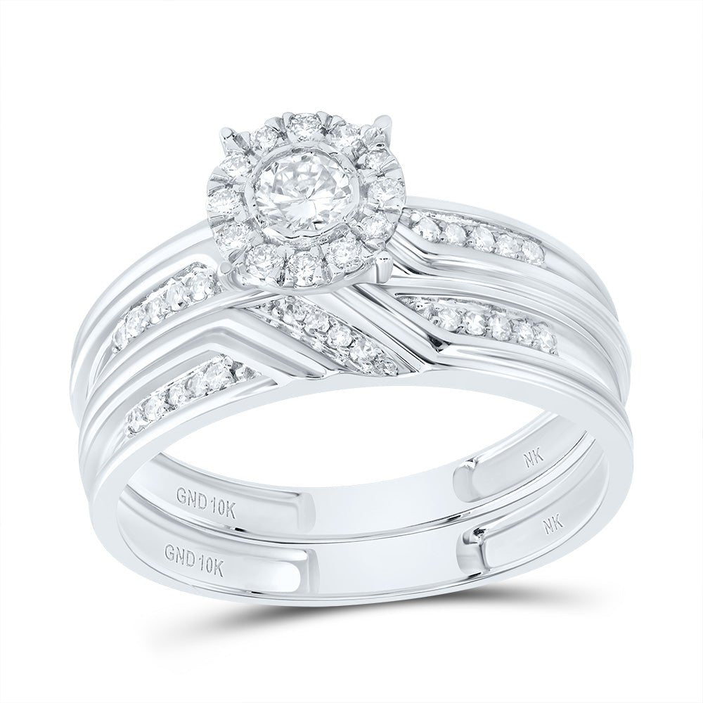 10K White Gold Diamond Trio Ring Set 3/8 Cttw - Splendid Jewellery