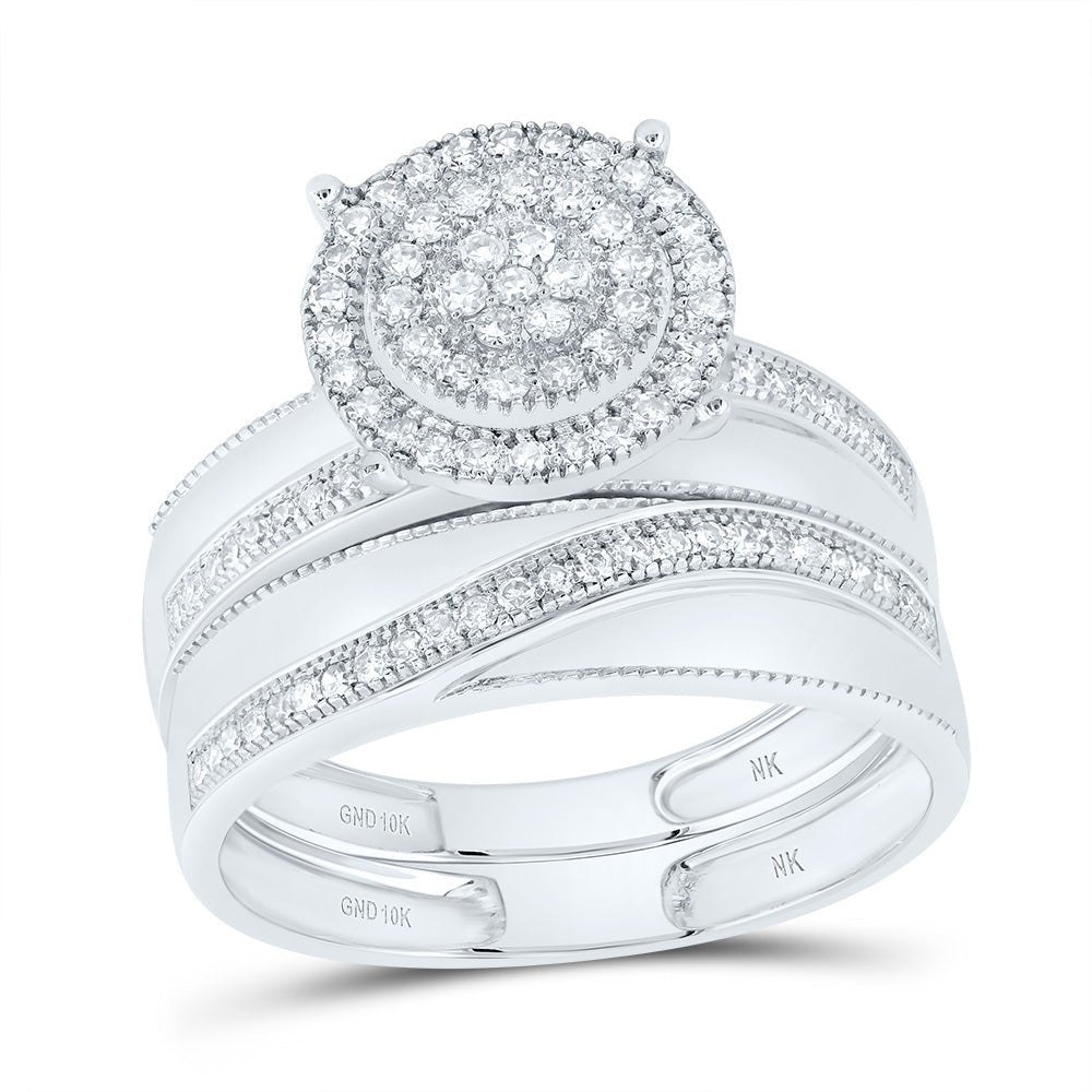 10K White Gold Diamond Trio Ring Set 5/8 Cttw - Splendid Jewellery