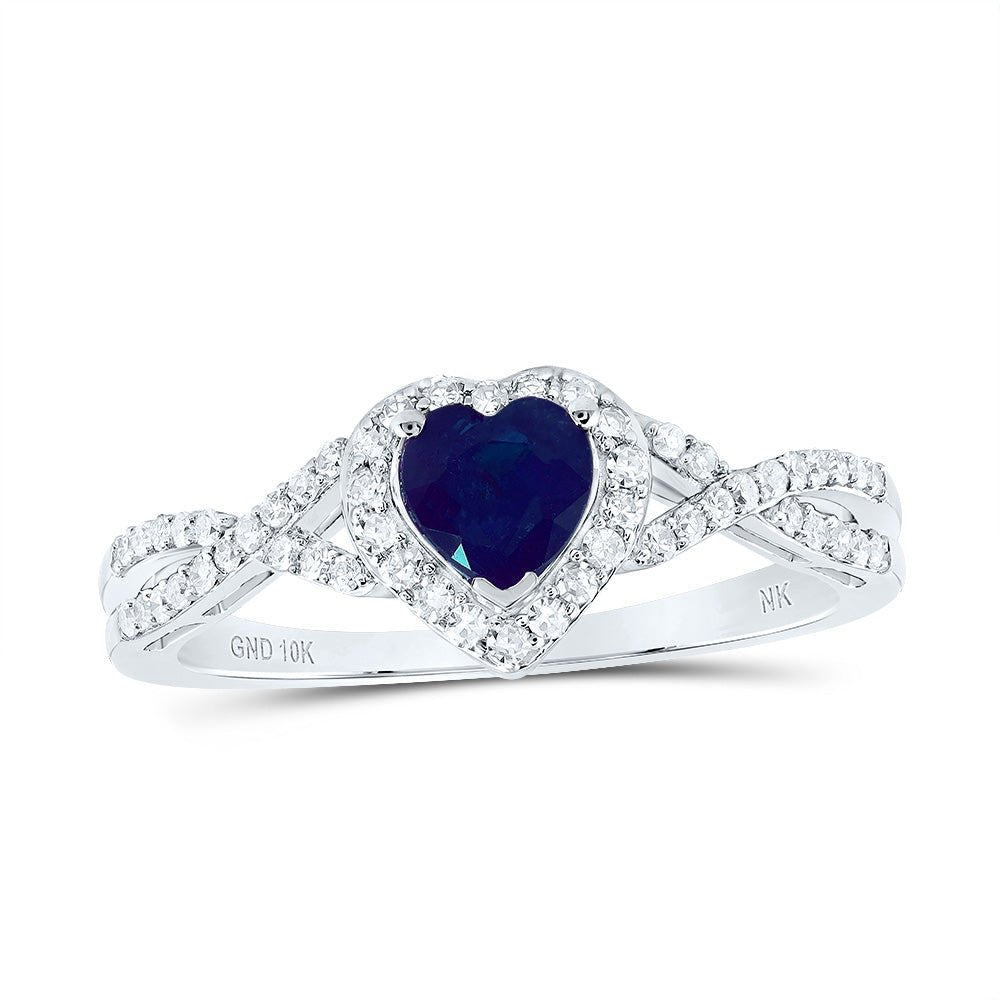 10K White Gold Heart Natural Ruby Gemstone Ring 1/4 Cttw - Splendid Jewellery