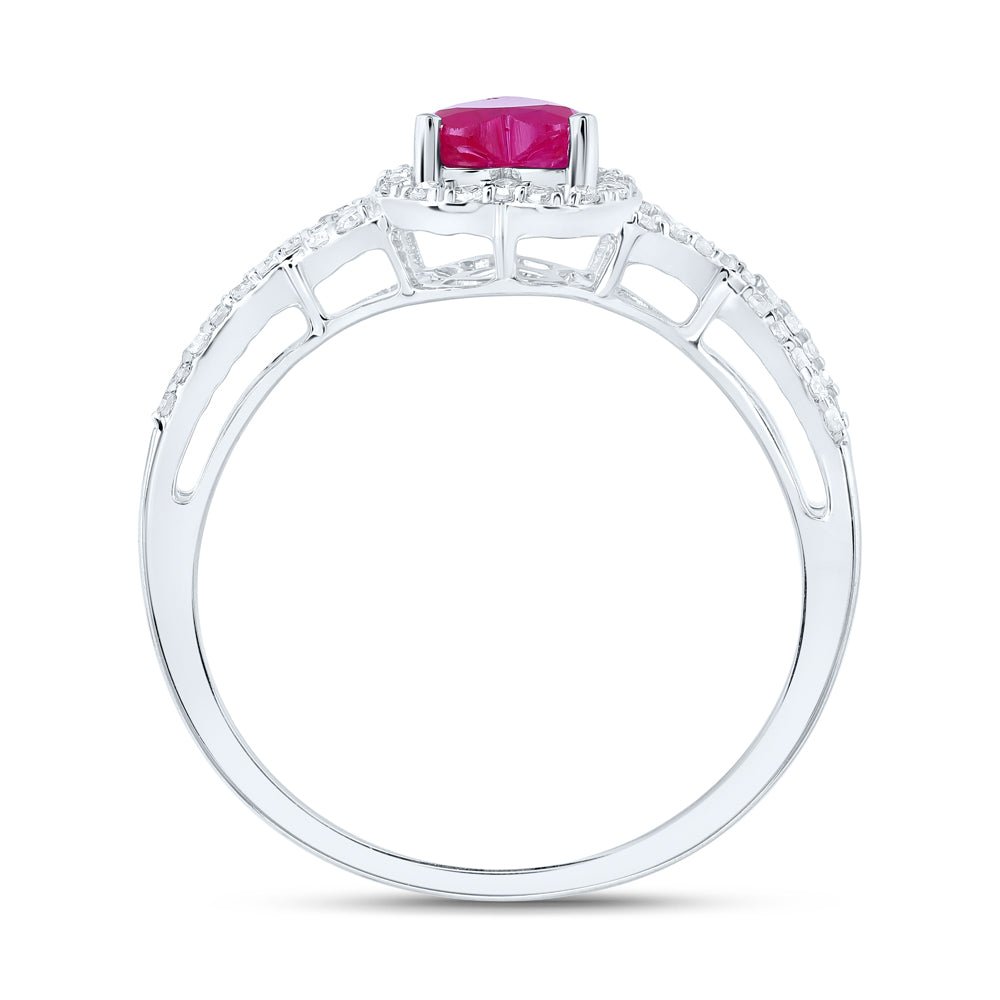 10K White Gold Heart Natural Ruby Gemstone Ring 1/4 Cttw - Splendid Jewellery