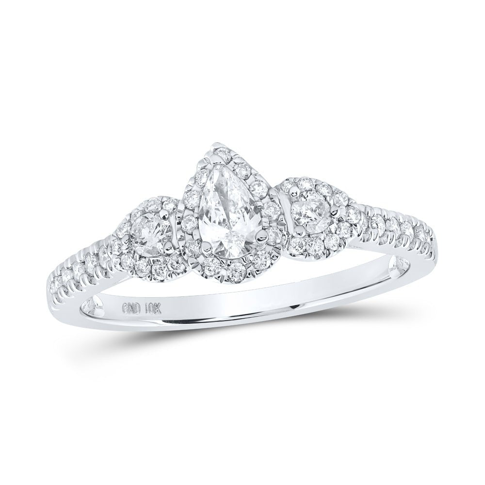 10K White Gold Pear Diamond Bridal Ring 1/2 Cttw - Splendid Jewellery