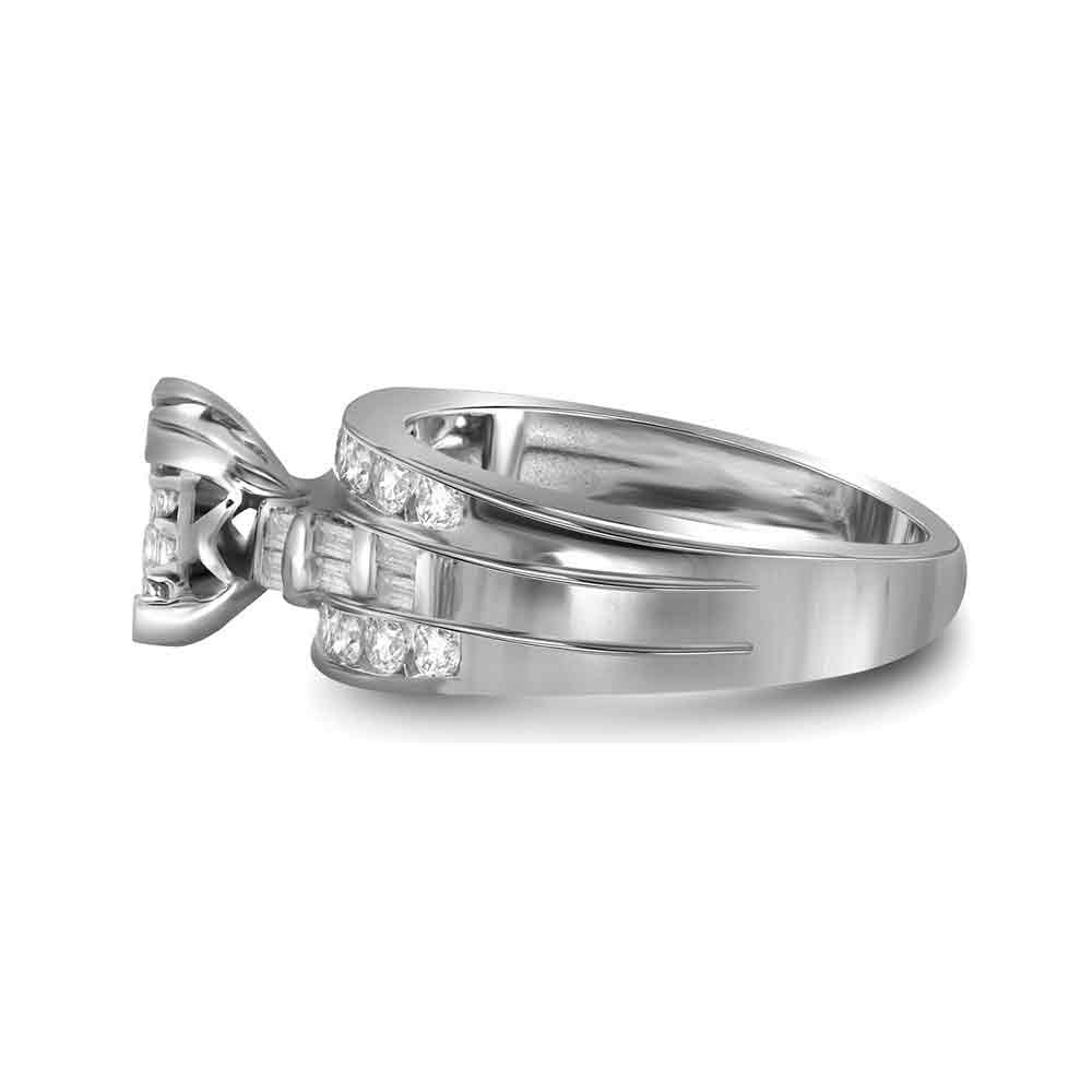 10K White Gold Princess Diamond Cluster Bridal Wedding Engagement Ring 1/2 Cttw - Splendid Jewellery