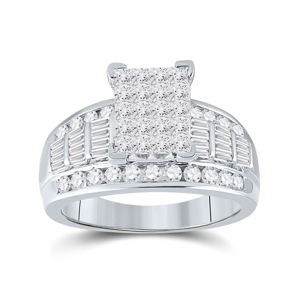 10K White Gold Princess Diamond Ring 1 1/2 Cttw - Splendid Jewellery