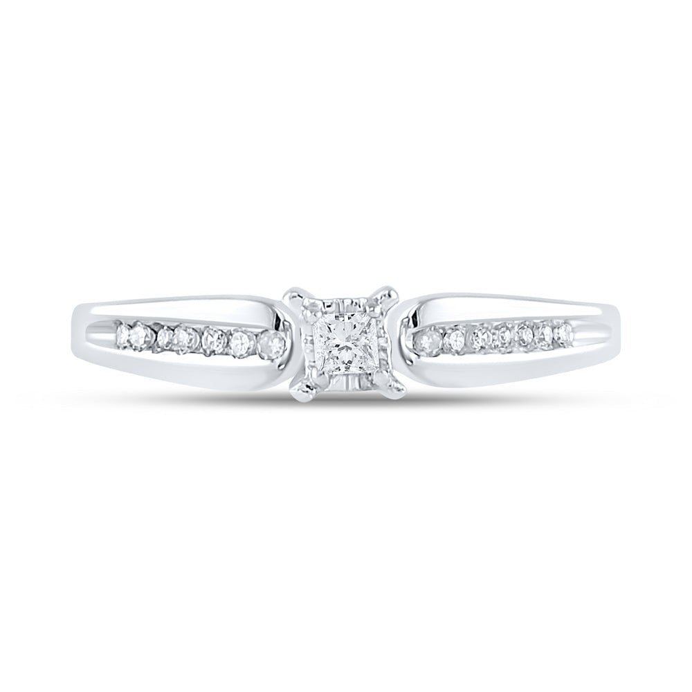 10K White Gold Princess Diamond Solitaire Promise Bridal Ring 1/6 Cttw - Splendid Jewellery
