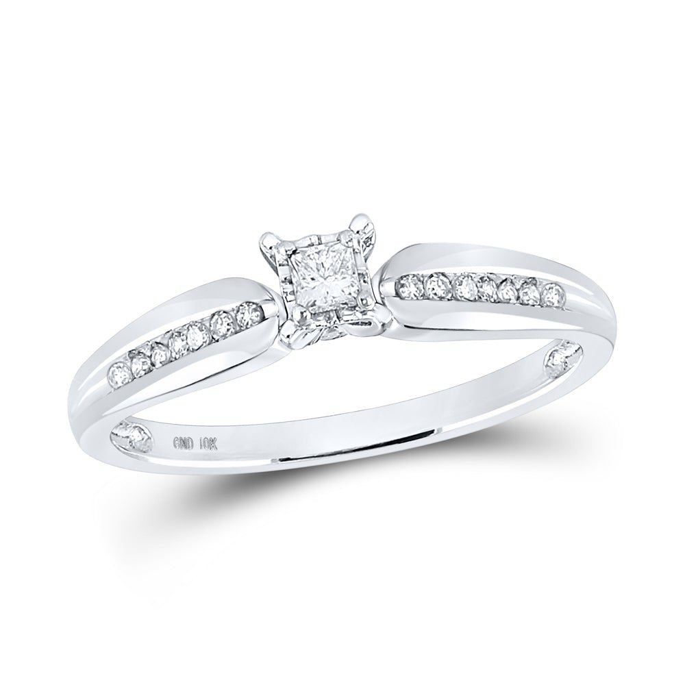 10K White Gold Princess Diamond Solitaire Promise Bridal Ring 1/6 Cttw - Splendid Jewellery