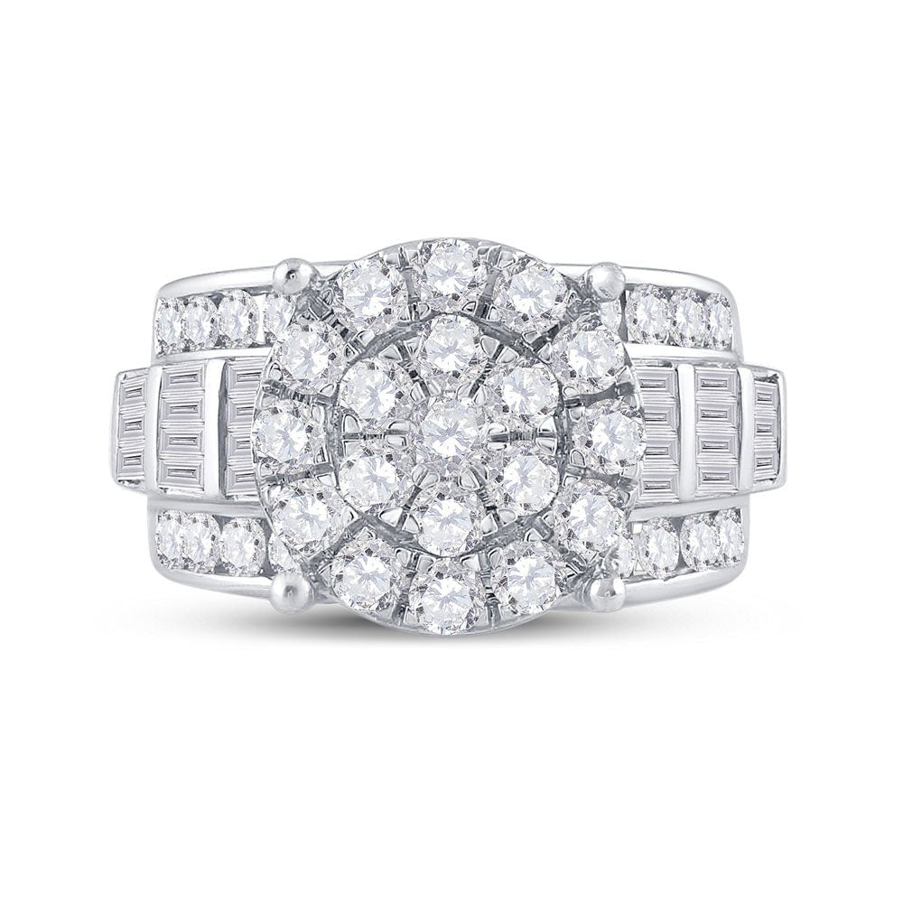 10K White Gold Round Diamond Cluster Bridal Engagement 3 Cttw - Splendid Jewellery