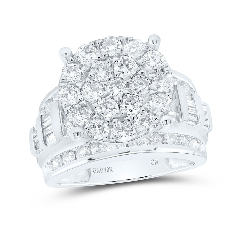10K White Gold Round Diamond Cluster Bridal Engagement 3 Cttw - Splendid Jewellery
