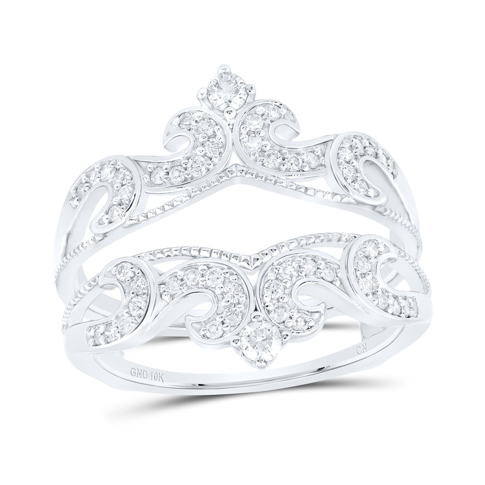 10K White Gold Round Diamond Enhancer Ring 1/3 Cttw - Splendid Jewellery
