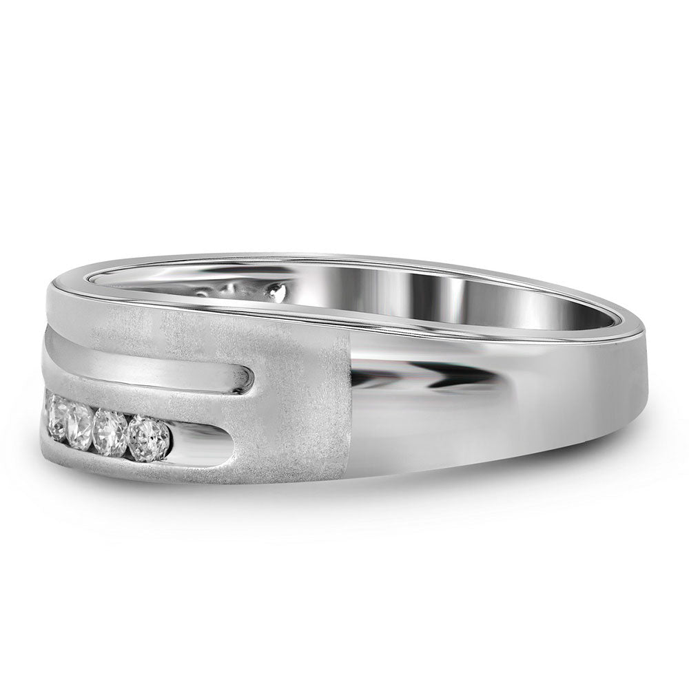 10K White Gold Round Diamond Men's Wedding Band Ring 1 Cttw - Splendid Jewellery