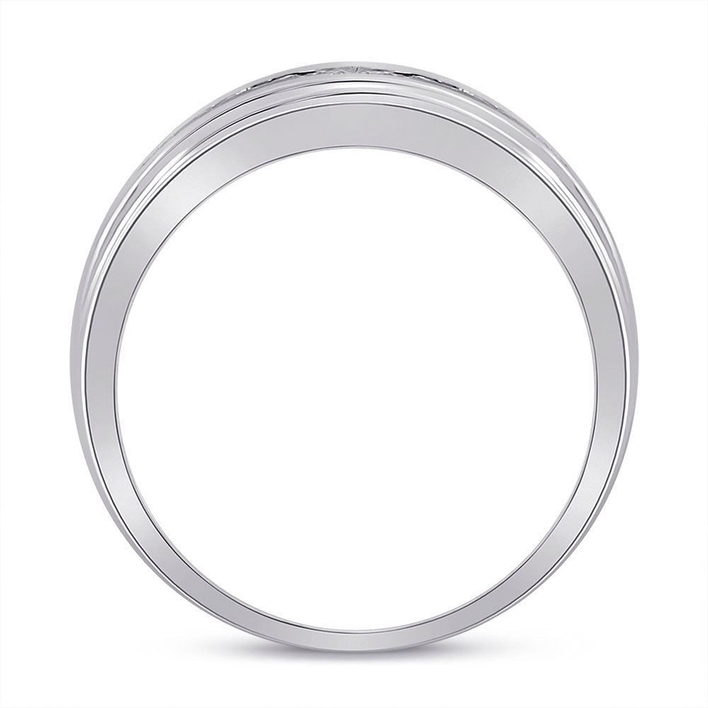 10K White Gold Round Diamond Men's Wedding Band Ring 1/2 Cttw - Splendid Jewellery