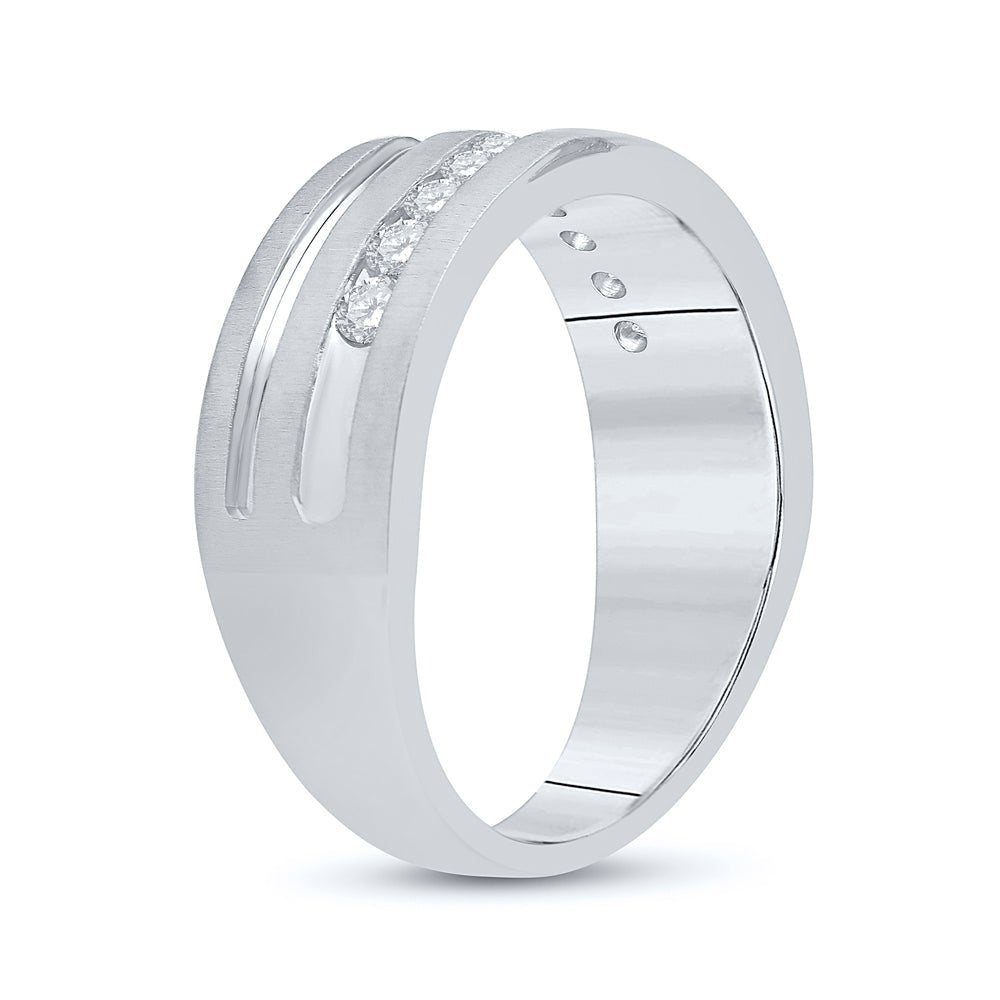 10K White Gold Round Diamond Men's Wedding Band Ring 1/2 Cttw - Splendid Jewellery