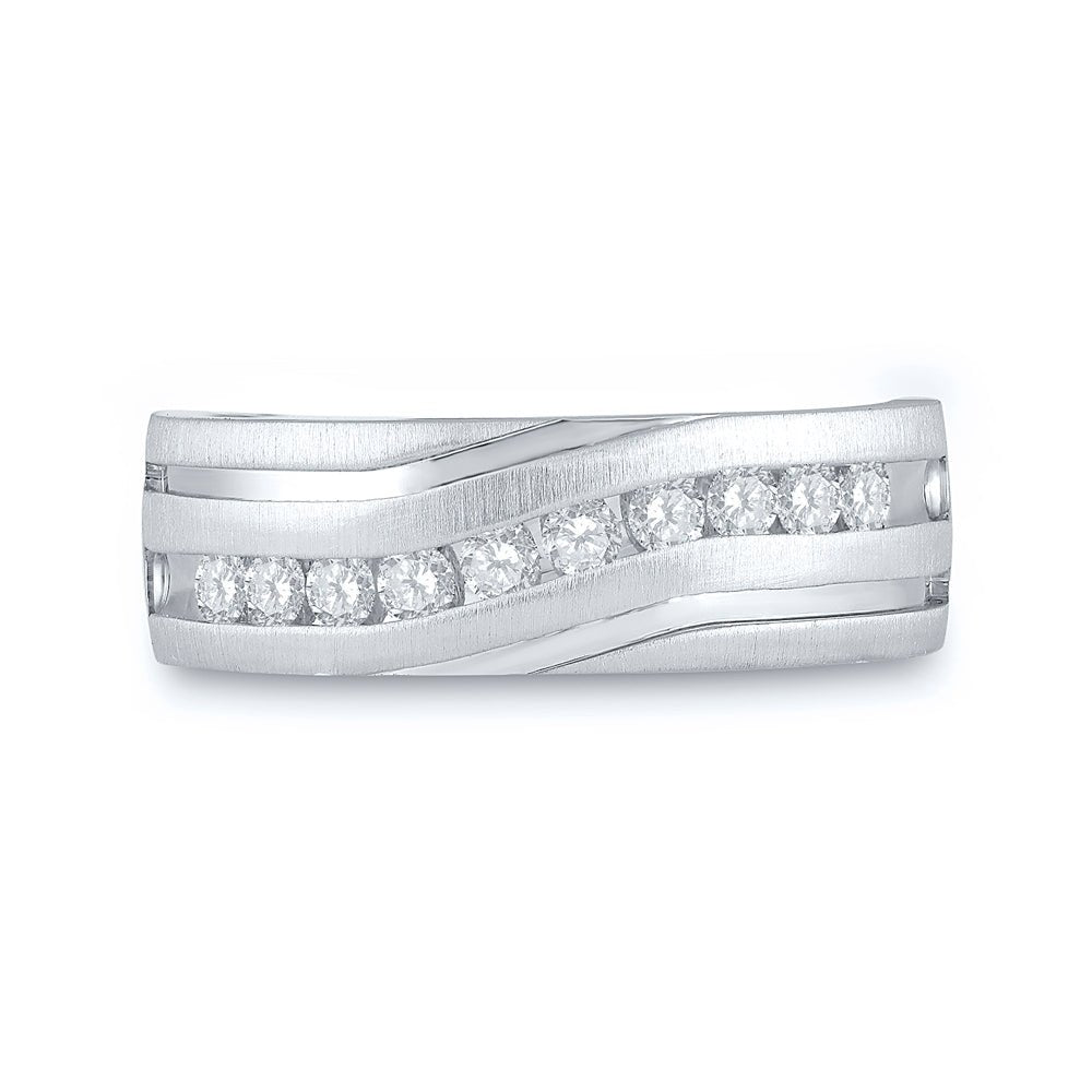 10K White Gold Round Diamond Men's Wedding Band Ring 1/2 Cttw - Splendid Jewellery
