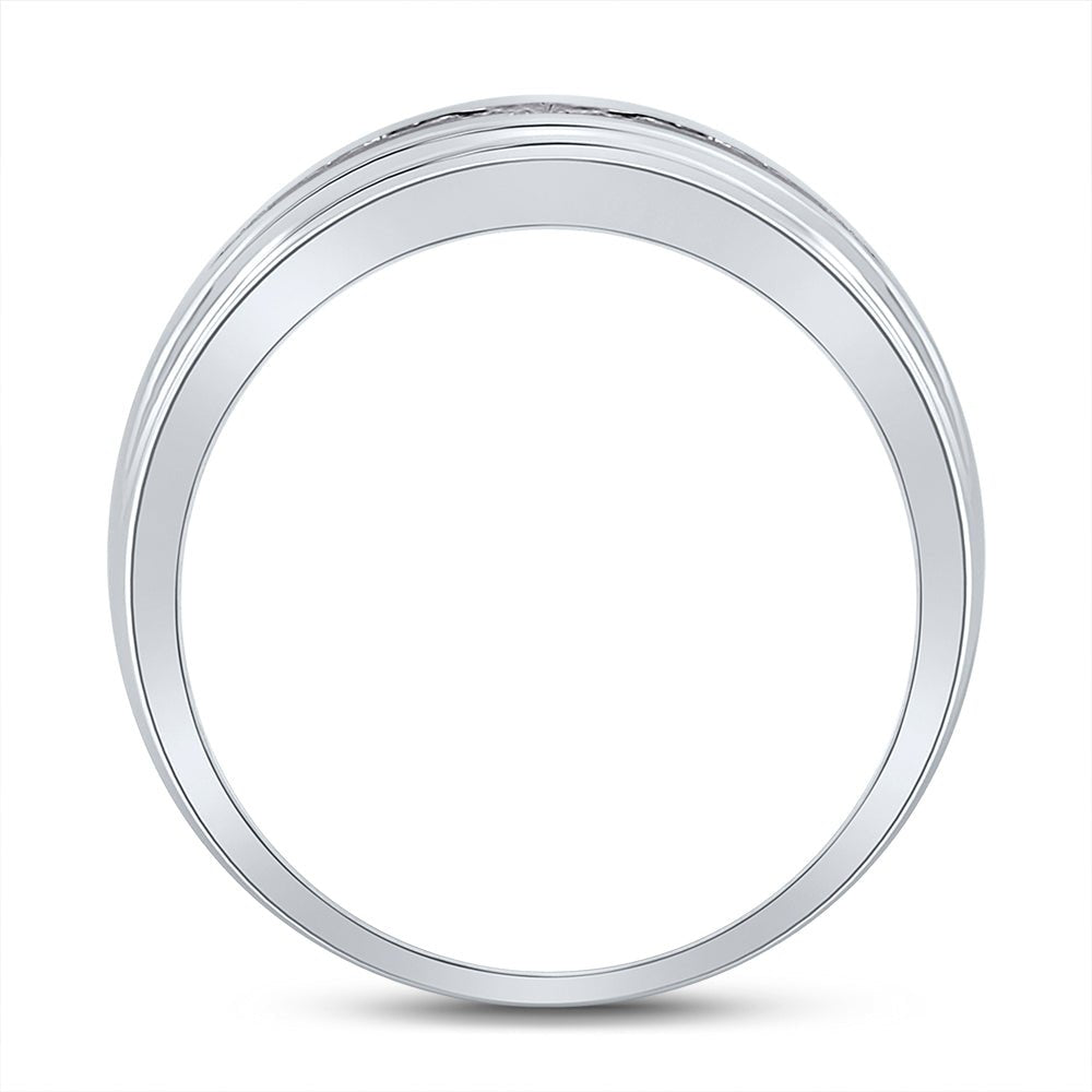 10K White Gold Round Diamond Men's Wedding Band Ring 1/4 Cttw - Splendid Jewellery
