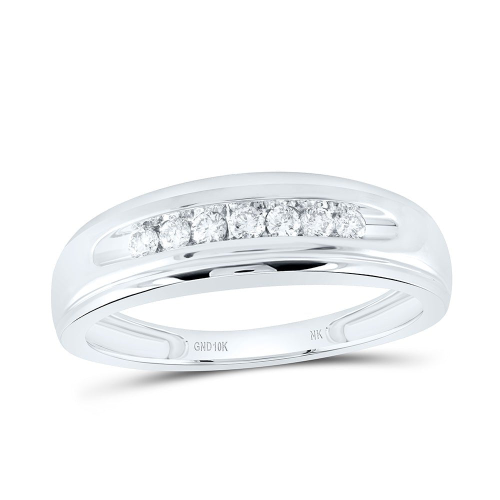 10K White Gold Round Diamond Men's Wedding Band Ring 1/4 Cttw - Splendid Jewellery