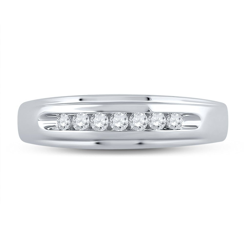 10K White Gold Round Diamond Men's Wedding Band Ring 1/4 Cttw - Splendid Jewellery