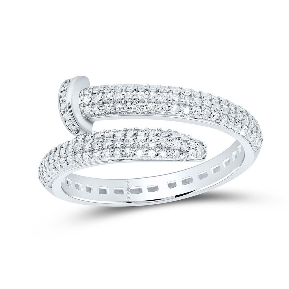 10K White Gold Round Diamond Nail Ring 1/2 Cttw - Splendid Jewellery