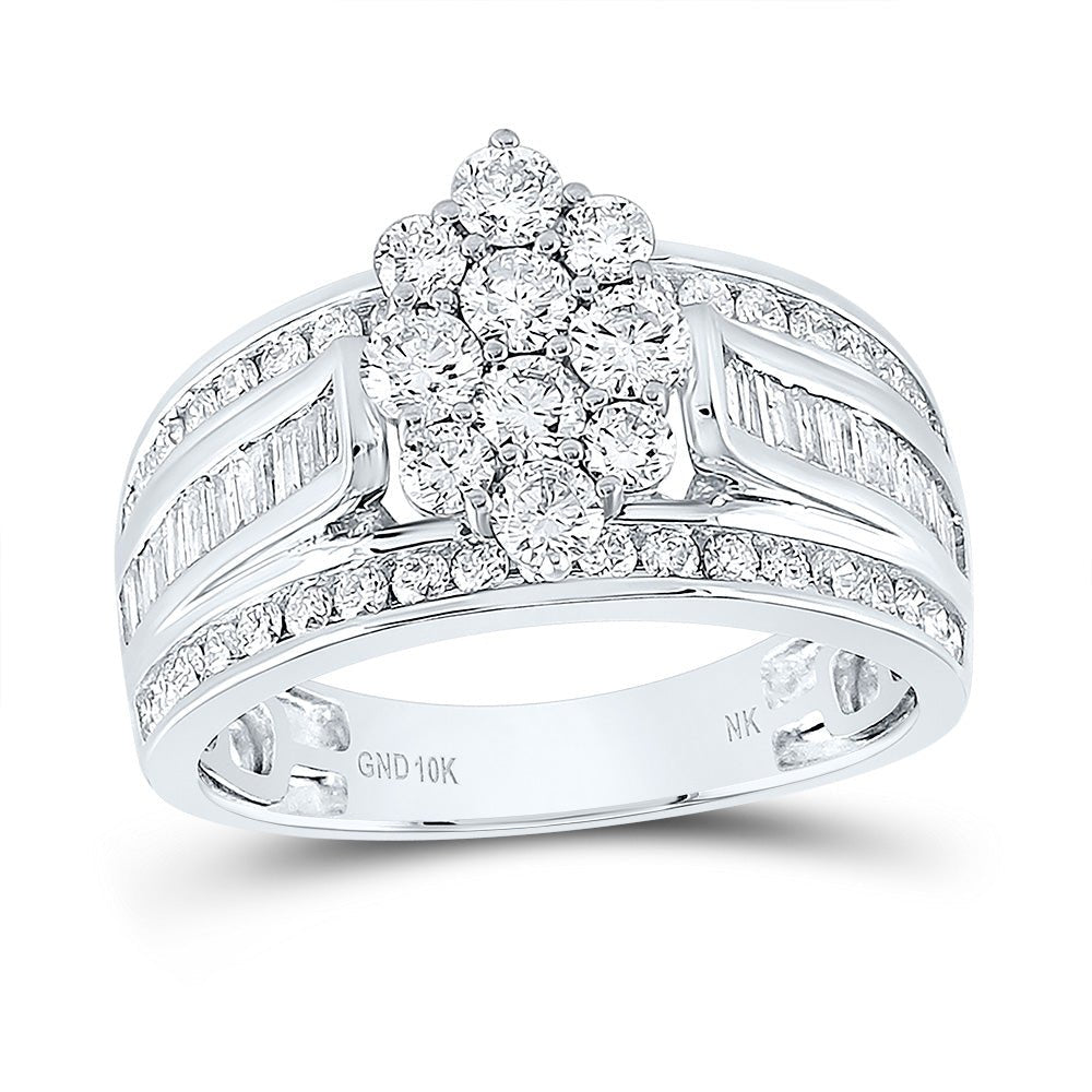10K White Gold Round Diamond Ring 1 1/2 Cttw - Splendid Jewellery