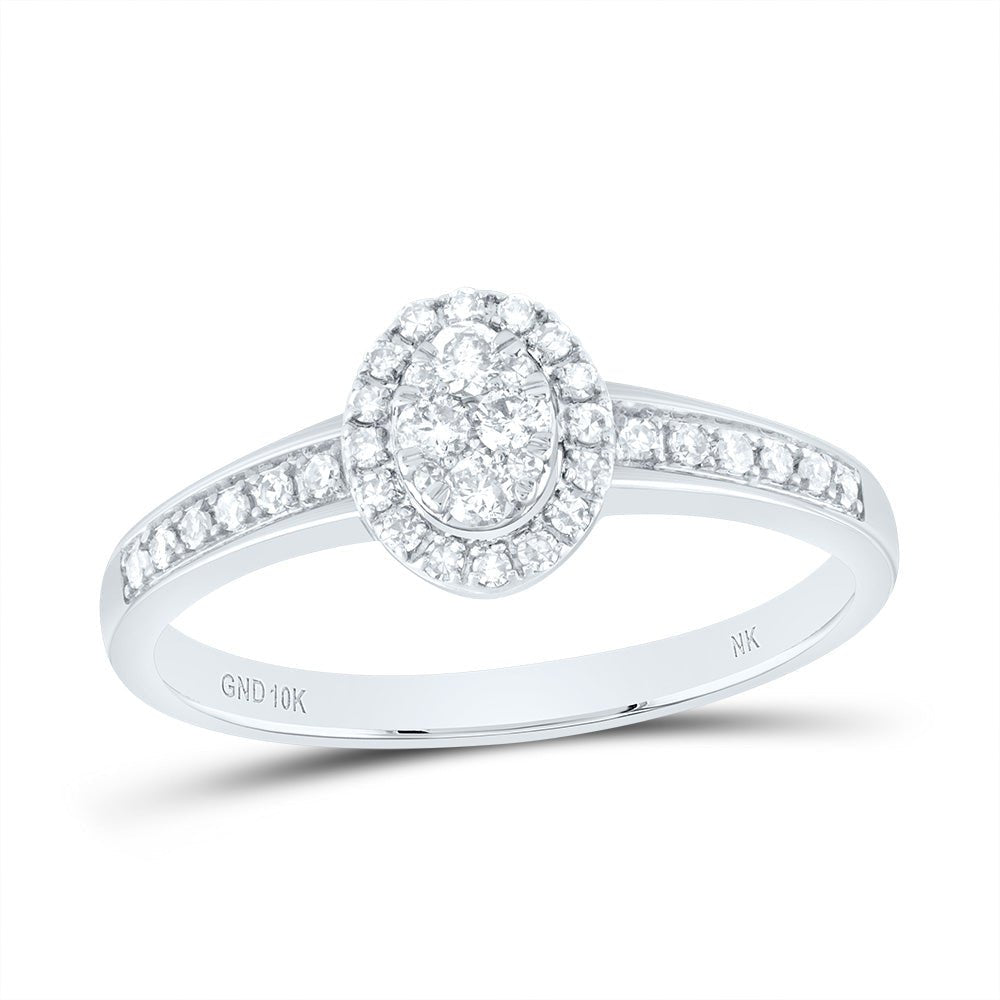 10K White Gold Round Diamond Ring 1/4 Cttw - Splendid Jewellery