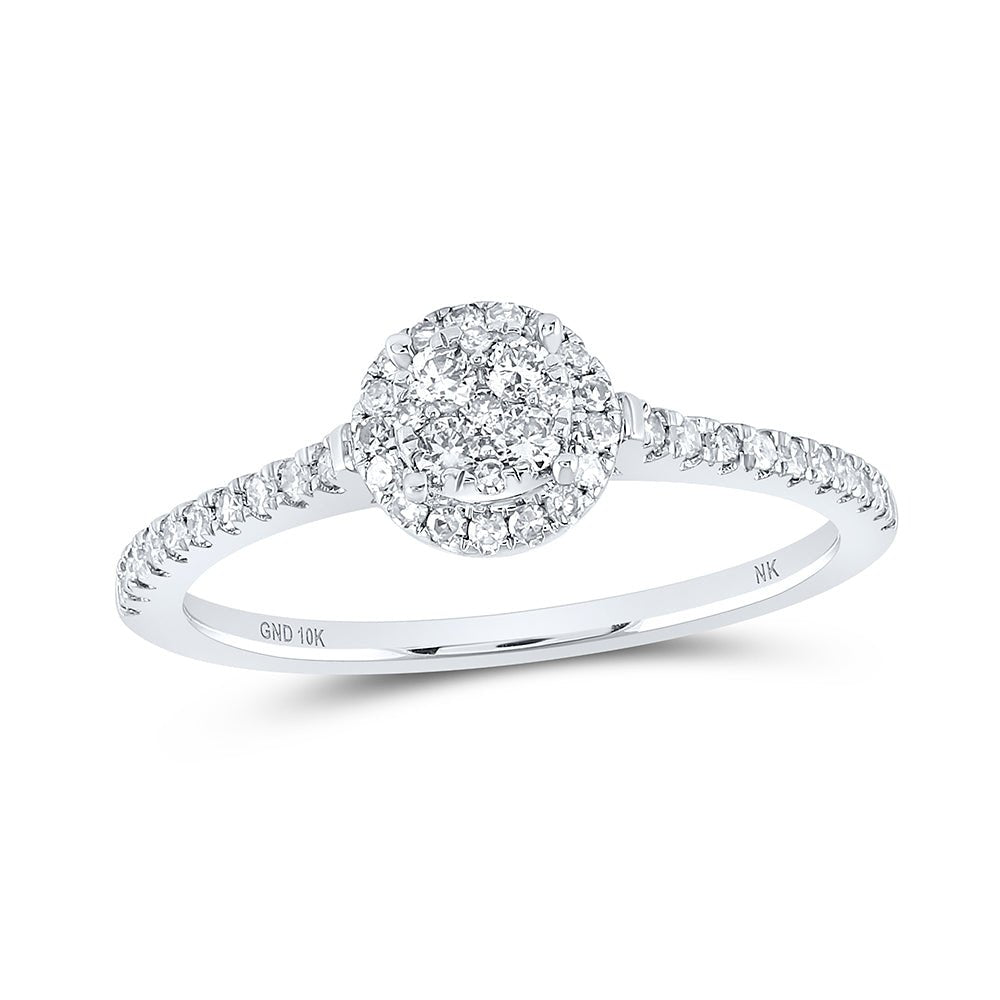 10K White Gold Round Diamond Ring 3/8 Cttw - Splendid Jewellery