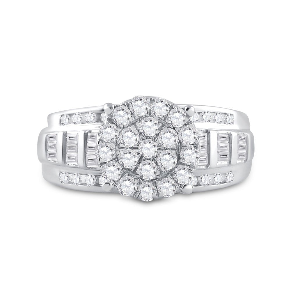 10K White Gold Round Diamond Ring 7/8 Cttw - Splendid Jewellery