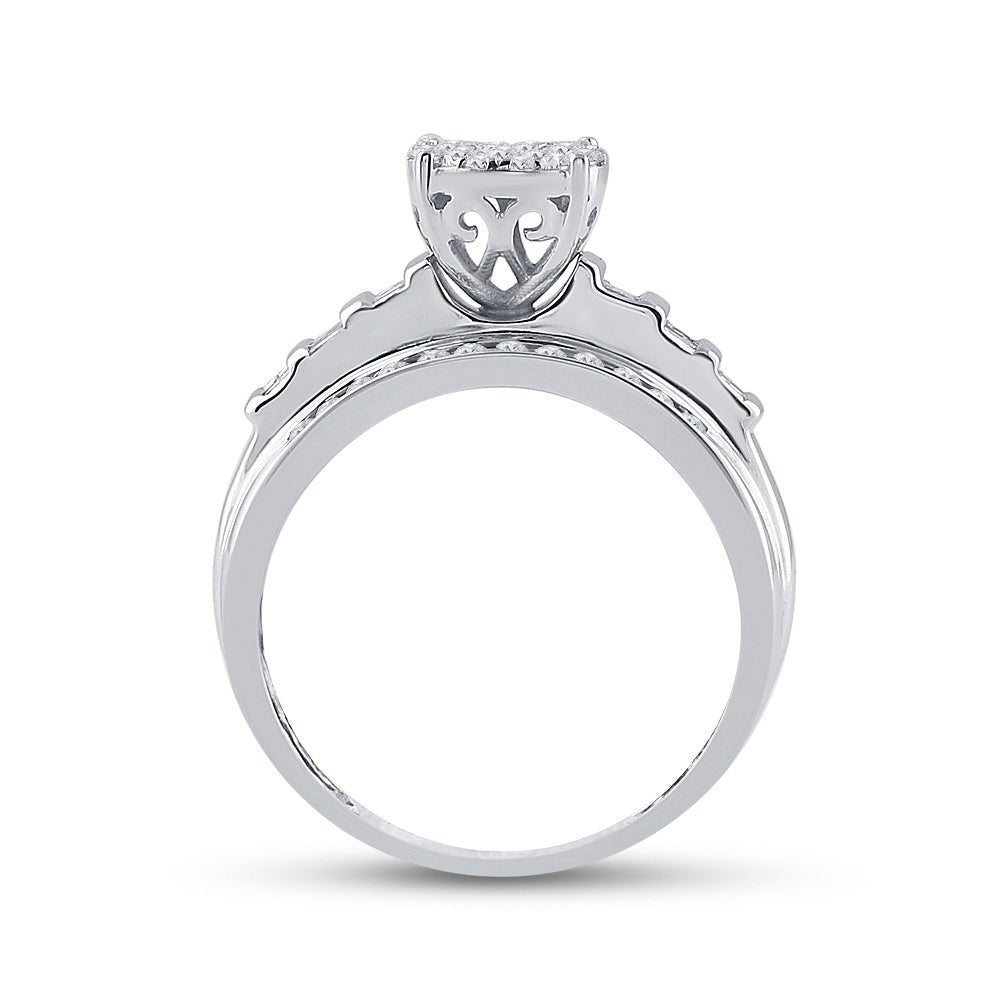 10K White Gold Round Diamond Women's Cluster Bridal Wedding Engagement Ring 1/2 Cttw - Splendid Jewellery