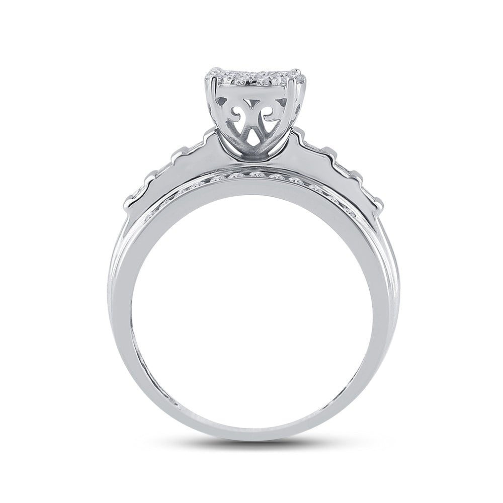 10K White Gold Round Diamond Women's Cluster Bridal Wedding Engagement Ring 1/2 Cttw - Splendid Jewellery