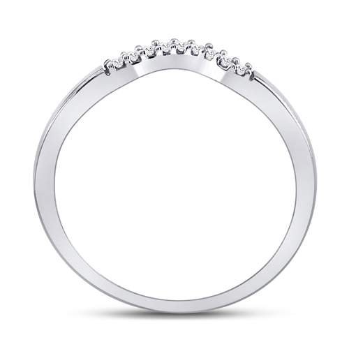 10K White Gold Round Diamond Women's Contoured Solitaire Enhancer Wedding Band 1/20 Cttw - Splendid Jewellery