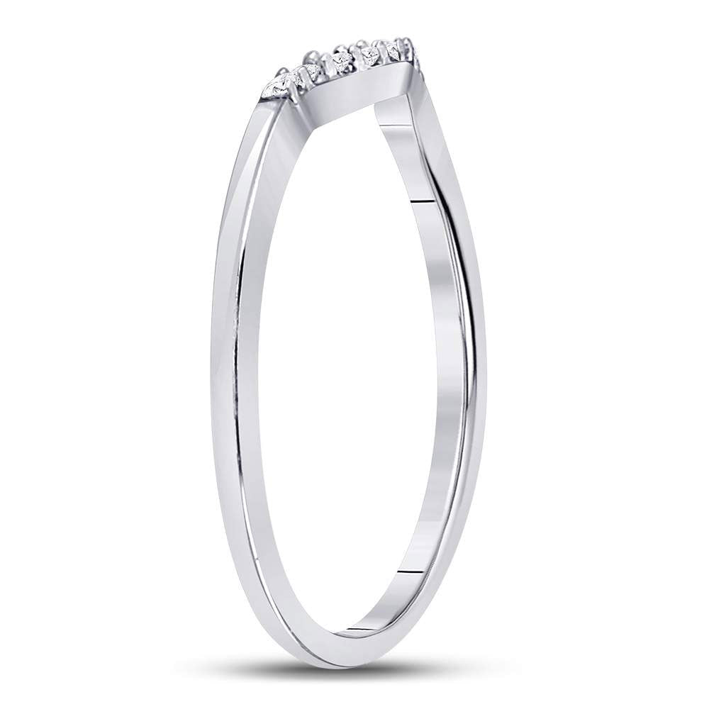 10K White Gold Round Diamond Women's Contoured Solitaire Enhancer Wedding Band 1/20 Cttw - Splendid Jewellery