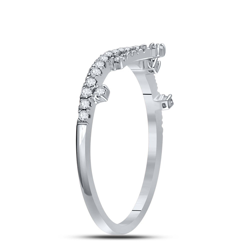 10K White Gold Round Diamond Women's Crown Tiara Fashion Band Ring 1/5 Cttw - Splendid Jewellery
