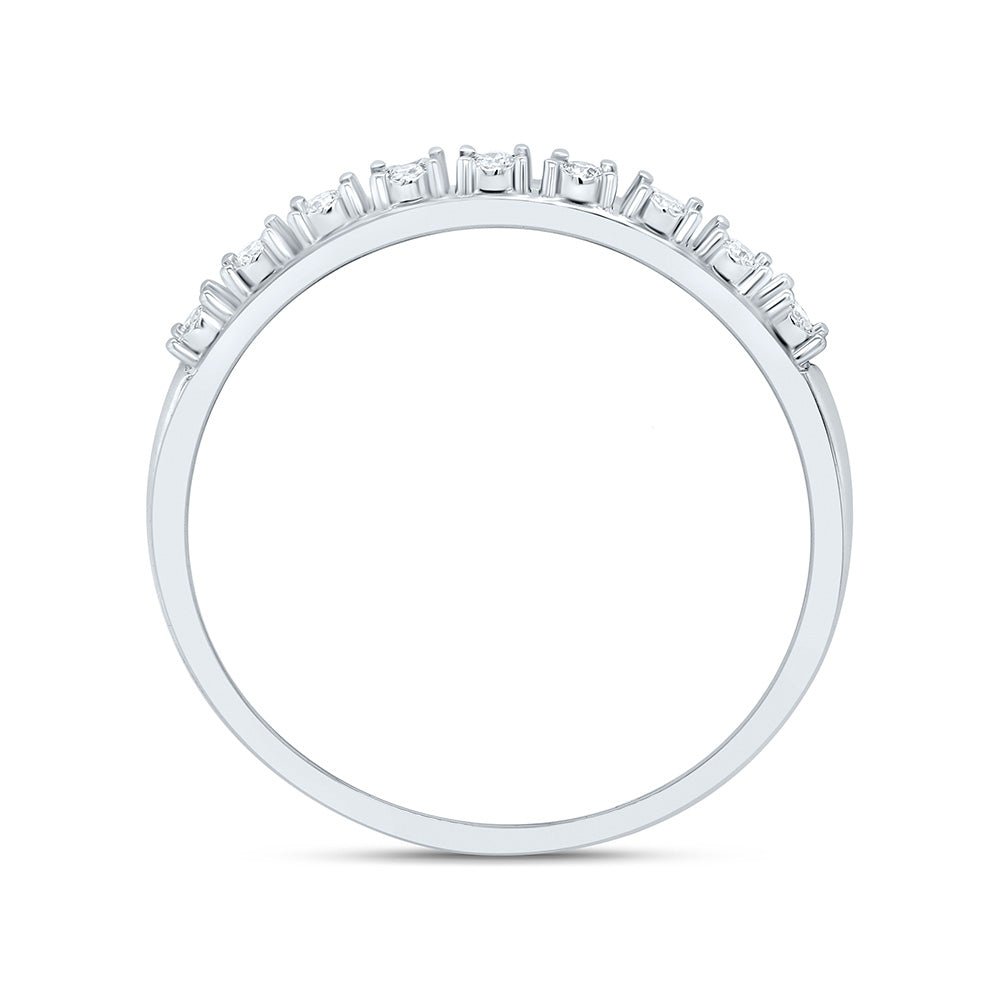 10K White Gold Round Diamond Women's Illusion Set Band 1/20 Cttw - Splendid Jewellery