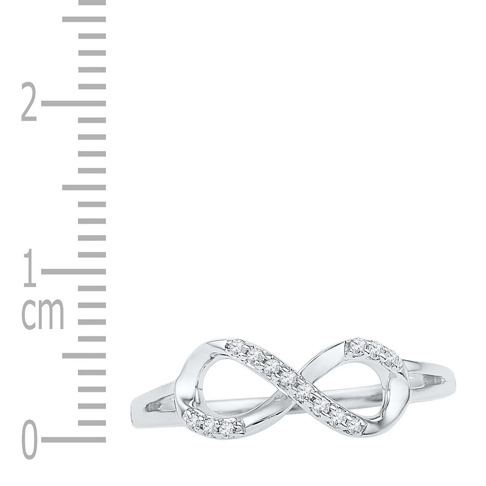 10K White Gold Round Diamond Women's Infinity Designer Ring 1/12 Cttw - Splendid Jewellery
