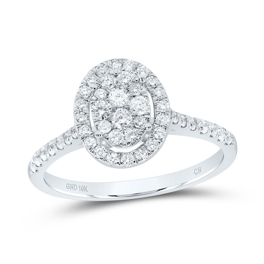 10K White Gold Round Diamond Women's Oval Bridal Wedding Engagement Ring 1/2 Cttw - Splendid Jewellery