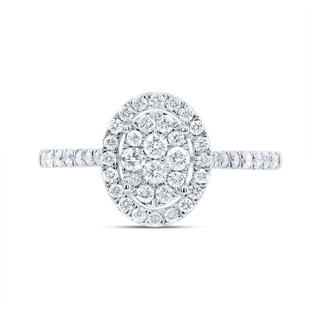 10K White Gold Round Diamond Women's Oval Bridal Wedding Engagement Ring 1/2 Cttw - Splendid Jewellery