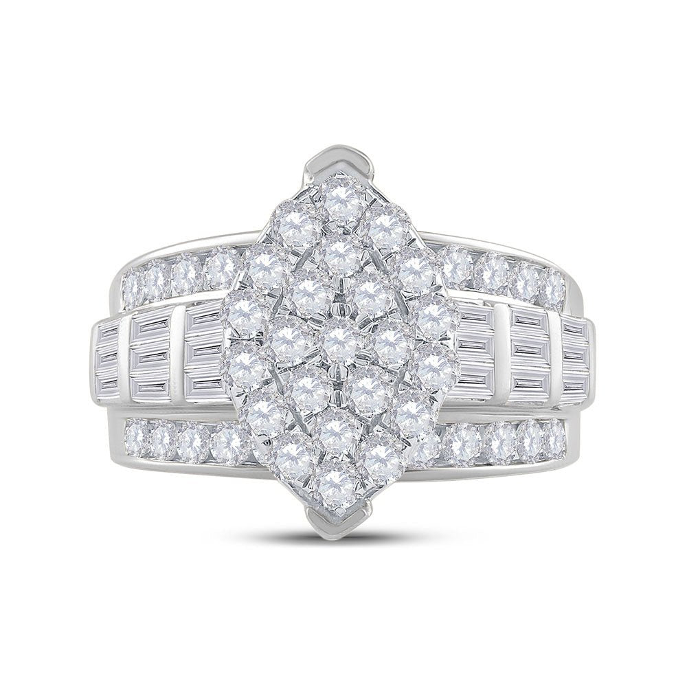 10K White Gold Round Diamond Women's Oval Cluster Bridal Wedding Engagement Ring 2 Cttw - Splendid Jewellery