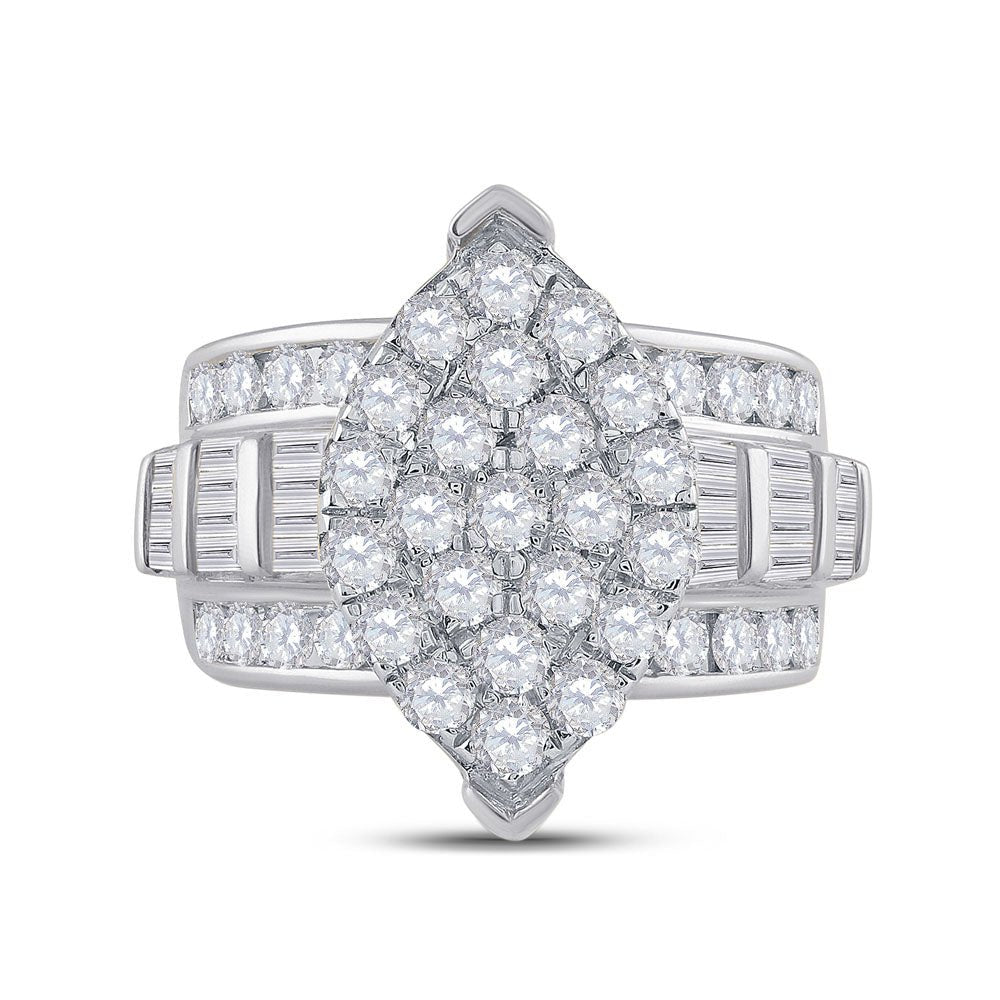 10K White Gold Round Diamond Women's Oval Cluster Bridal Wedding Engagement Ring 3 Cttw - Splendid Jewellery